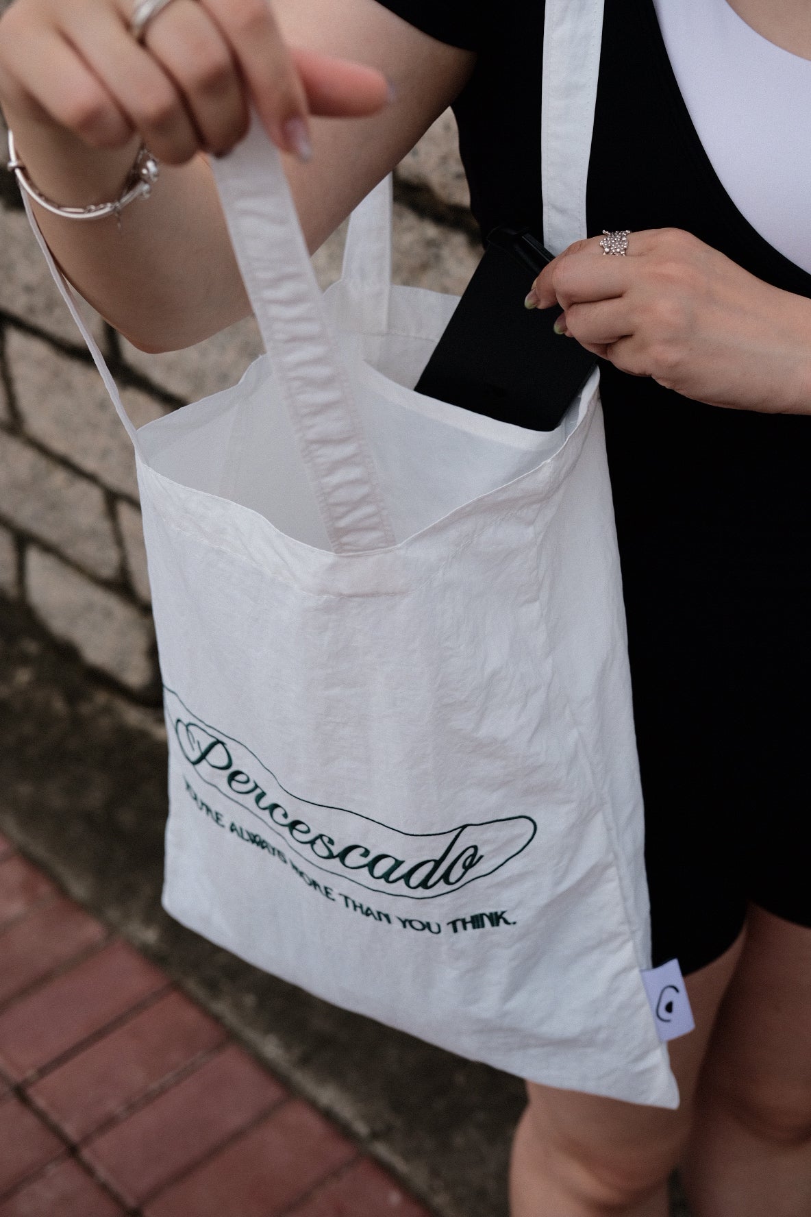 【Percescado Made】輕防水刺繡尼龍Tote bag